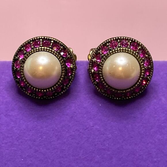 💛 Vintage Heidi Daus "Sparkling Solution" Crystal Accented Earring & Ring Set - Picture 2 of 5